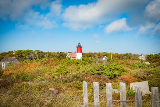 Nauset Beach,  Seashore and lighthouse. Cape Cod, USA.