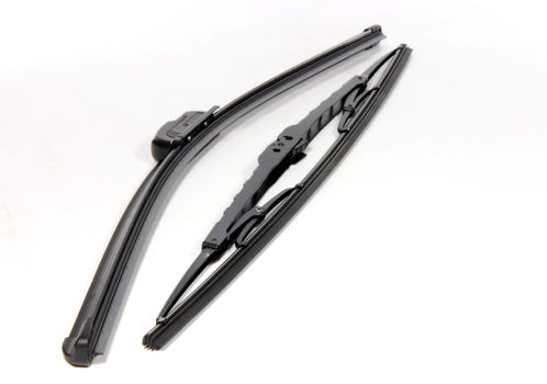automotive windshield wipers one new style and one old style