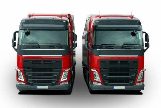 two large truck on a white background