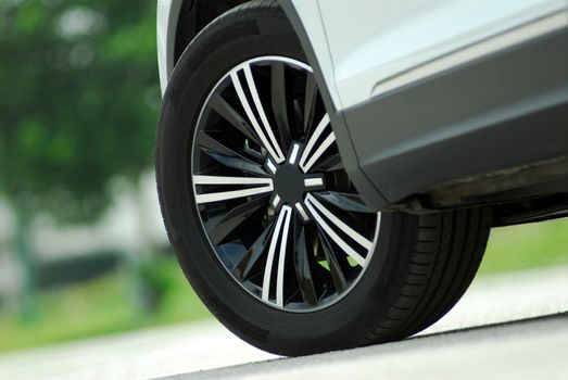 tire and alloy wheel on this performance car