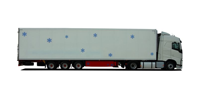 large truck with semi trailer on a white background