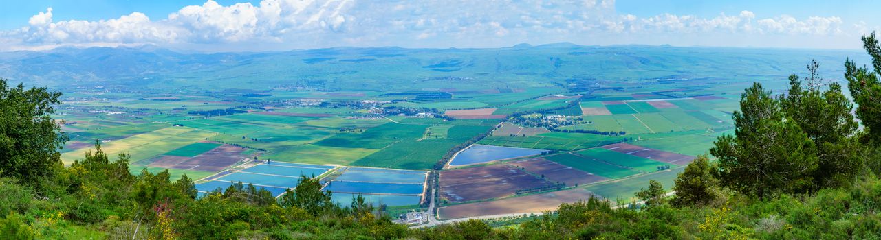 Panoramic view of the Hula Valley landscape, in Northern Israel
