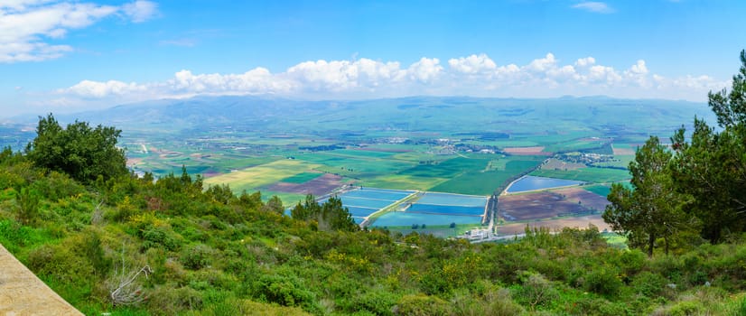 Panoramic view of the Hula Valley landscape, in Northern Israel