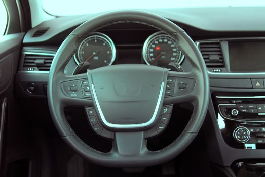 steering wheel in the new modern car