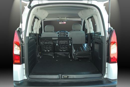 Empty trunk with folded seats of the large passenger car