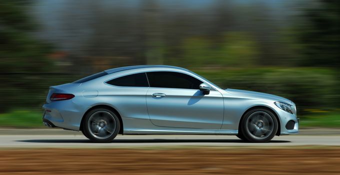 car photographed at high speeds