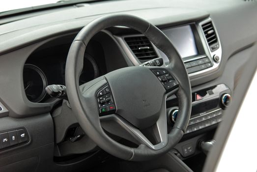 steering wheel in the new modern car