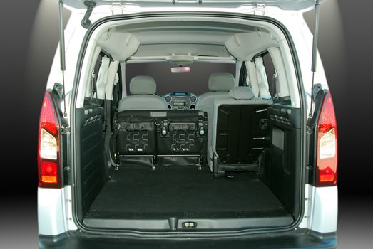 Empty trunk with folded seats of the large passenger car