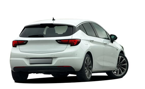 white hatchback on white background