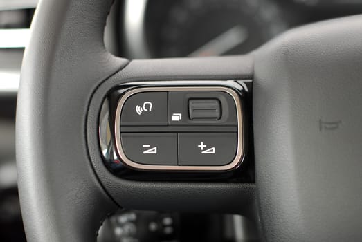 detail on the steering wheel with controls