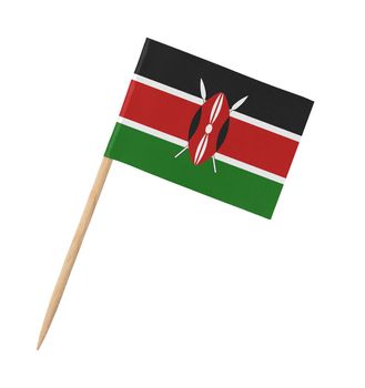 Small paper Kenyan flag on wooden stick, isolated on white