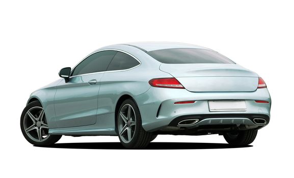 Gray sports car on a white background