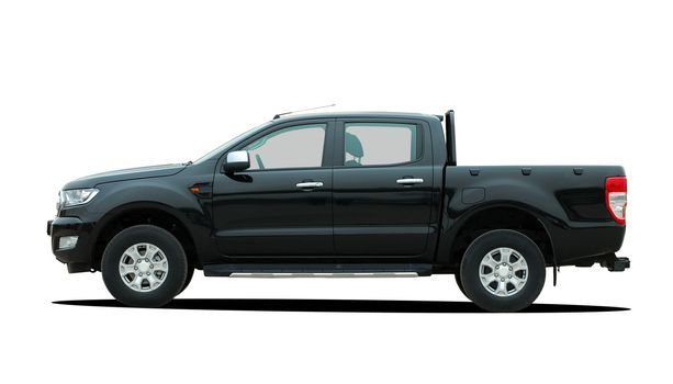 black pick-up on a white background