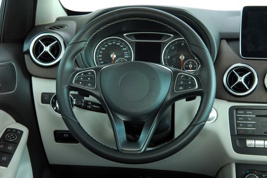 steering wheel in the new modern car