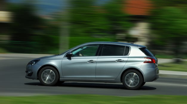 car photographed at high speeds