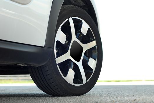 tire and alloy wheel on this small passenger car