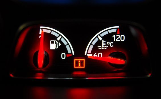 illuminated instrument panel with the passenger car