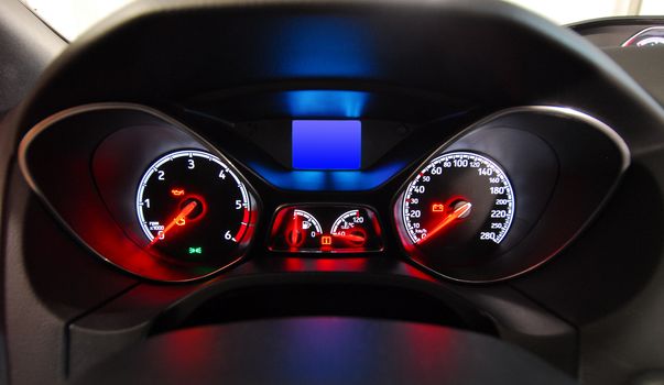 illuminated instrument panel with the passenger car