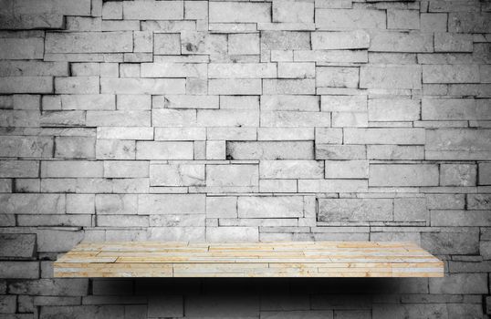 stone rock shelf counter on gray rock layer for product display