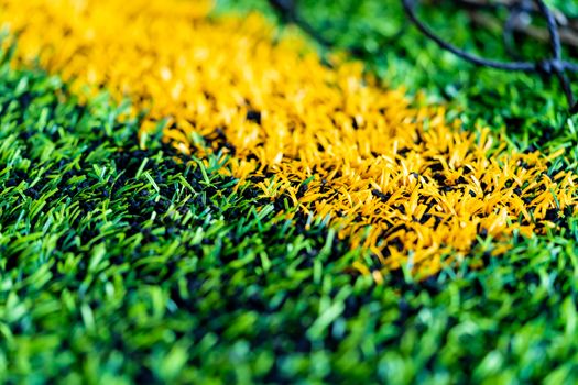 Yellow Boundary Line of an indoor football soccer training field