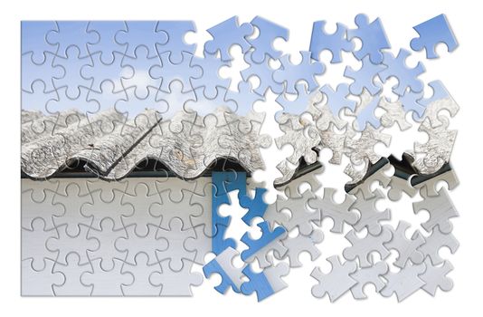 Asbestos removal  - concept image in jigsaw puzzle shape