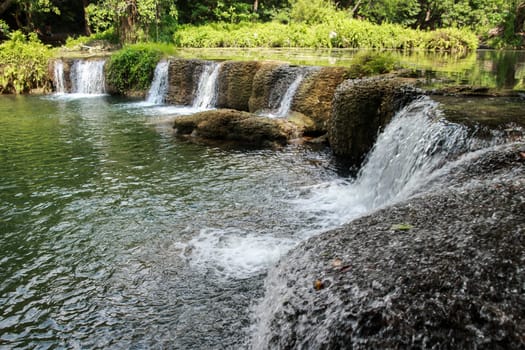 Chet Sao Noi Waterfall Located in the area of Pak Chong District Nakhon Ratchasima And Muak Lek District, Wang Muang District, Saraburi Province, Thailand.