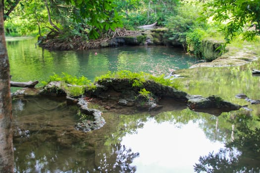 Chet Sao Noi Waterfall Located in the area of Pak Chong District Nakhon Ratchasima And Muak Lek District, Wang Muang District, Saraburi Province, Thailand.