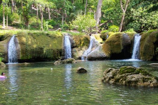 Chet Sao Noi Waterfall Located in the area of Pak Chong District Nakhon Ratchasima And Muak Lek District, Wang Muang District, Saraburi Province, Thailand.