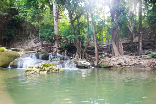 Chet Sao Noi Waterfall Located in the area of Pak Chong District Nakhon Ratchasima And Muak Lek District, Wang Muang District, Saraburi Province, Thailand.