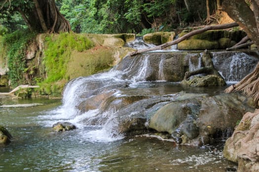 Chet Sao Noi Waterfall Located in the area of Pak Chong District Nakhon Ratchasima And Muak Lek District, Wang Muang District, Saraburi Province, Thailand.