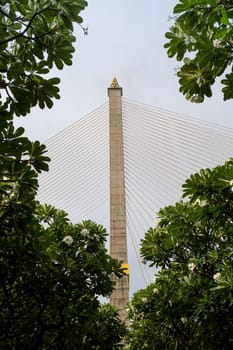 The pillar of the Rama VIII bridge that is attached to the sling.