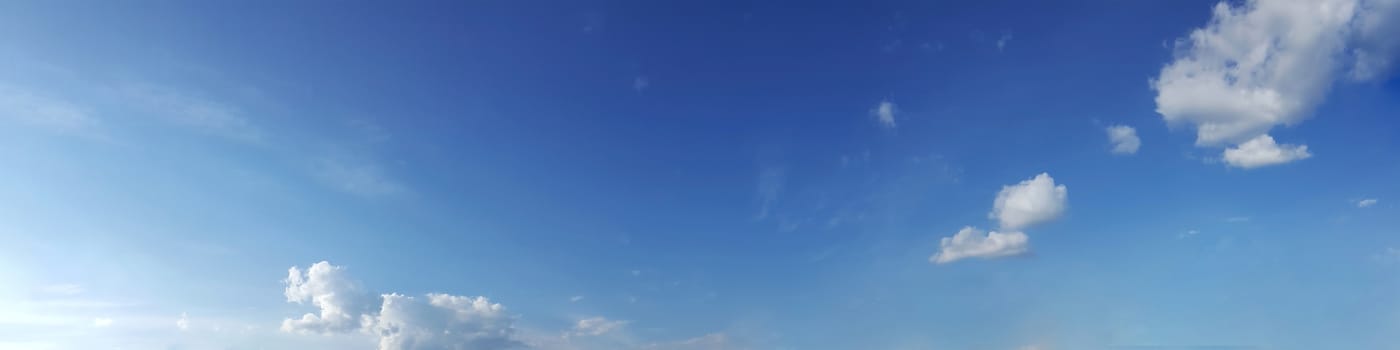 Panorama sky with cloud on a sunny day. Beautiful cirrus cloud.