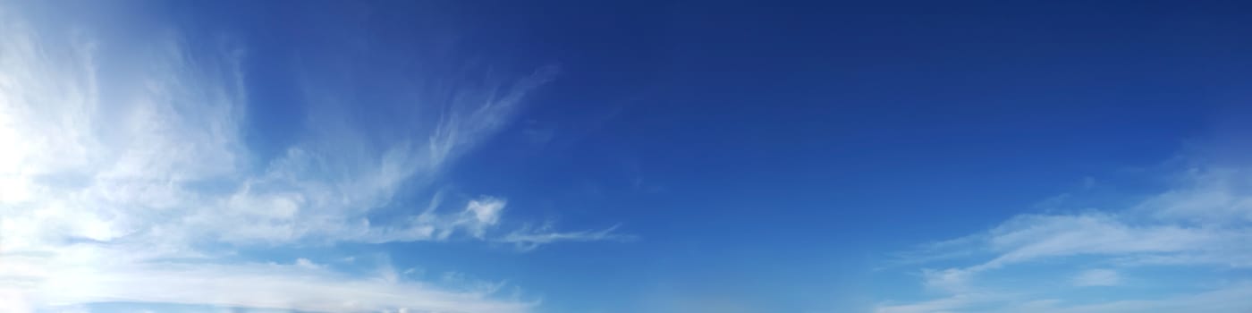 Panorama sky with cloud on a sunny day. Beautiful cirrus cloud.