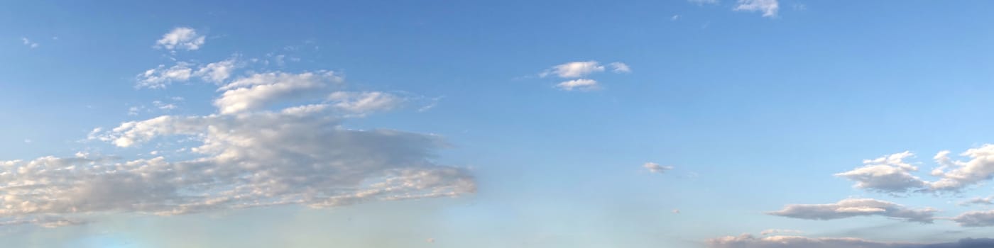 Panorama sky with cloud on a sunny day. Beautiful cirrus cloud.