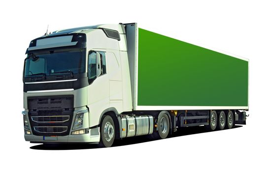 large truck with semi trailer on a white background