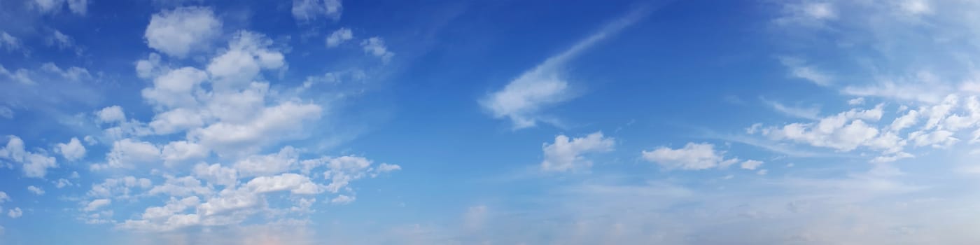 Panorama sky with cloud on a sunny day. Beautiful cirrus cloud.