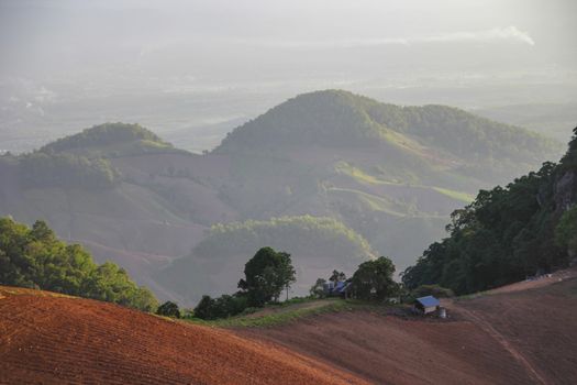 Mountain view overlooking the Nan River At the Doi Samoe Dao national park ,NAN,Thailand