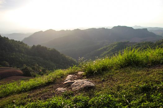 Mountain view overlooking the Nan River At the Doi Samoe Dao national park ,NAN,Thailand