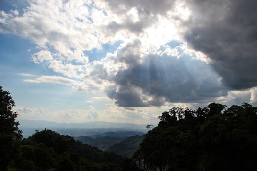 Mountain view overlooking the Nan River At the Doi Samoe Dao national park ,NAN,Thailand