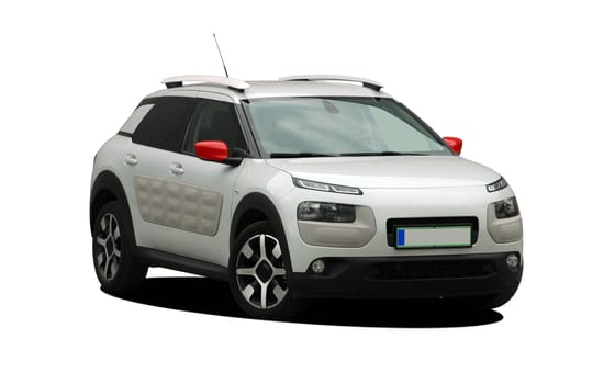 white passenger car on a white background