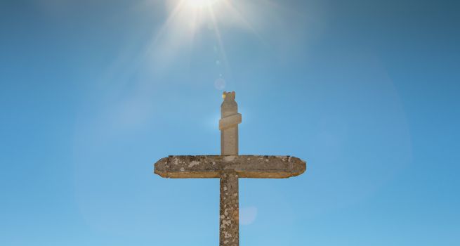 backlit cross with INRI inscription in portugal