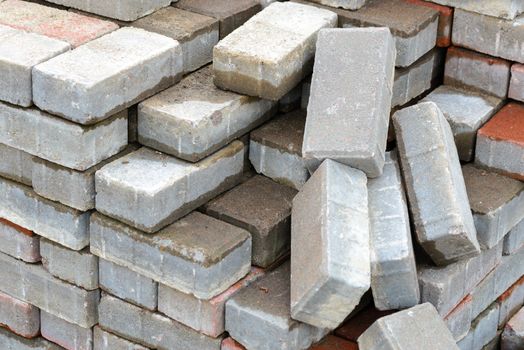 Detail of a heap of calcium silicate bricks on a construction site