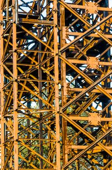 Old rusty scaffolding in an abandoned park