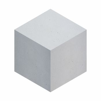 gray concrete cube isolated over white background