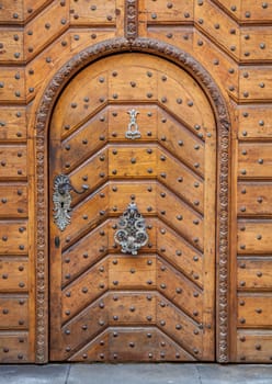 Old wooden gate of a medieval house