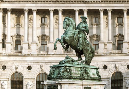 Monument of the Prince Eugene on Heldenplatz in Hofburg, Vienna, Austria