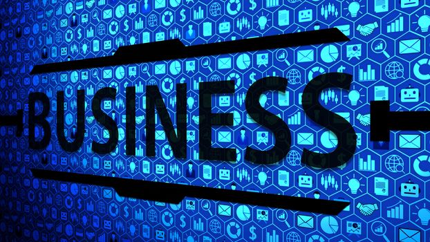 8K Business and Technology Big Picture Background Composed of Icons Set with Blue Light ver.3