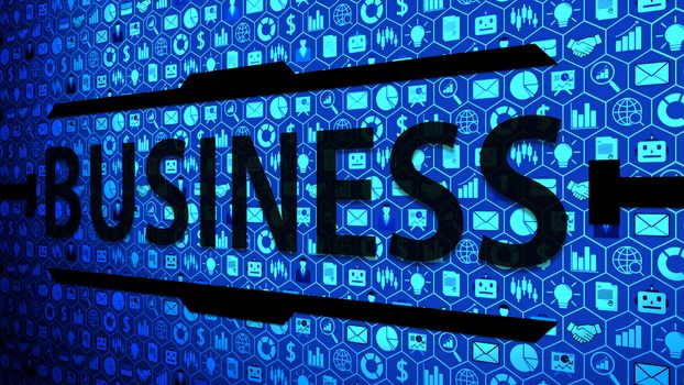 8K Business and Technology Big Picture Background Composed of Icons Set with Blue Light ver.3