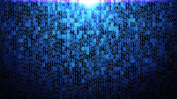 8K Random Binary Code Abstract Background in Blue Color Theme with Gradient Light ver.1