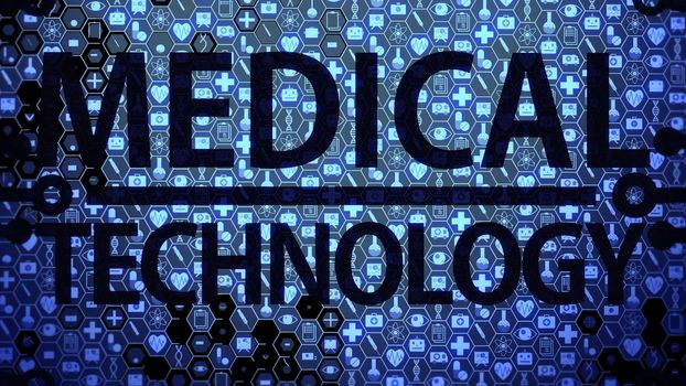 Medical Technology Big Picture Background HUD Composed of Icons Set with Blue Light Ver.2 of 4